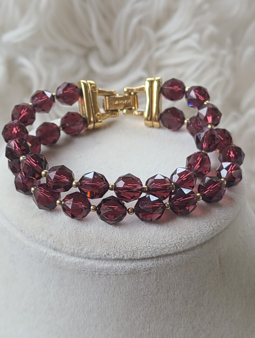 Swarovski Deep Garnet Colored Crystal Bracelet- Pre-Owned Condition